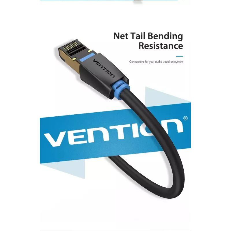 Cable de red Vention Cat.8 SFTP 0,5 m negro RJ-45 con recubrimiento de oro