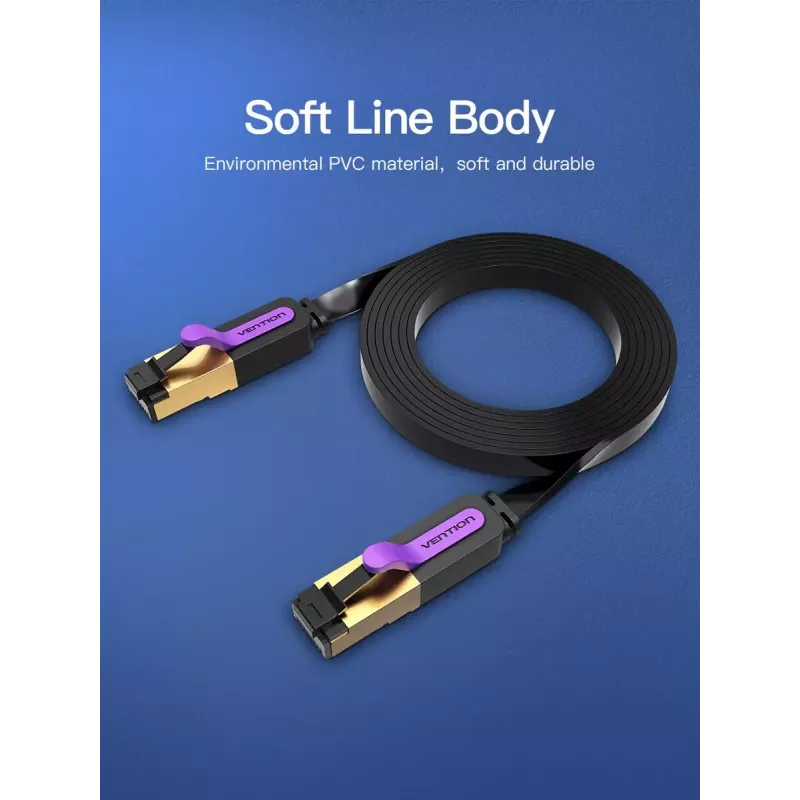 Cable de red Vention plano Cat.7 latiguillo 3M negro
