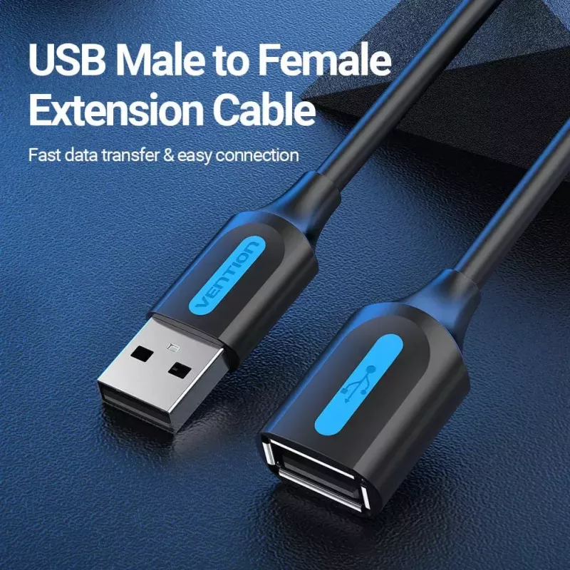 Vention USB 2.0 A macho a A hembra cable de extensión 1M negro PVC tipo