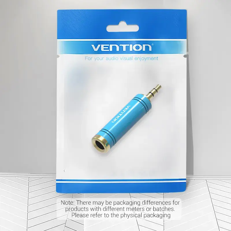 Adaptador de audio Vention de jack de 3,5 mm macho a jack de 6,5 mm hembra, azul, acabado metálico