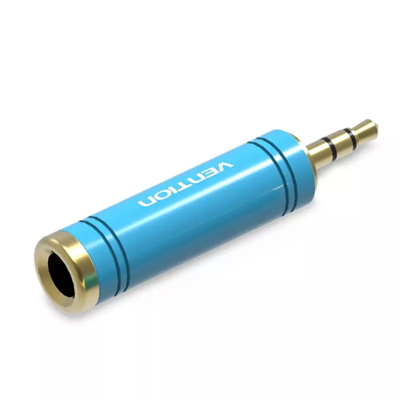 Adaptador de audio Vention de jack de 3,5 mm macho a jack de 6,5 mm hembra, azul, acabado metálico