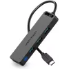 Vention TGKBB hub USB-C 5 en 1, 4x USB 3.0, entrada de alimentación Micro-USB, 5 Gbps, 0,15 m, negro