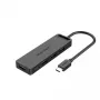 Vention TGKBB hub USB-C 5 en 1, 4x USB 3.0, entrada de alimentación Micro-USB, 5 Gbps, 0,15 m, negro