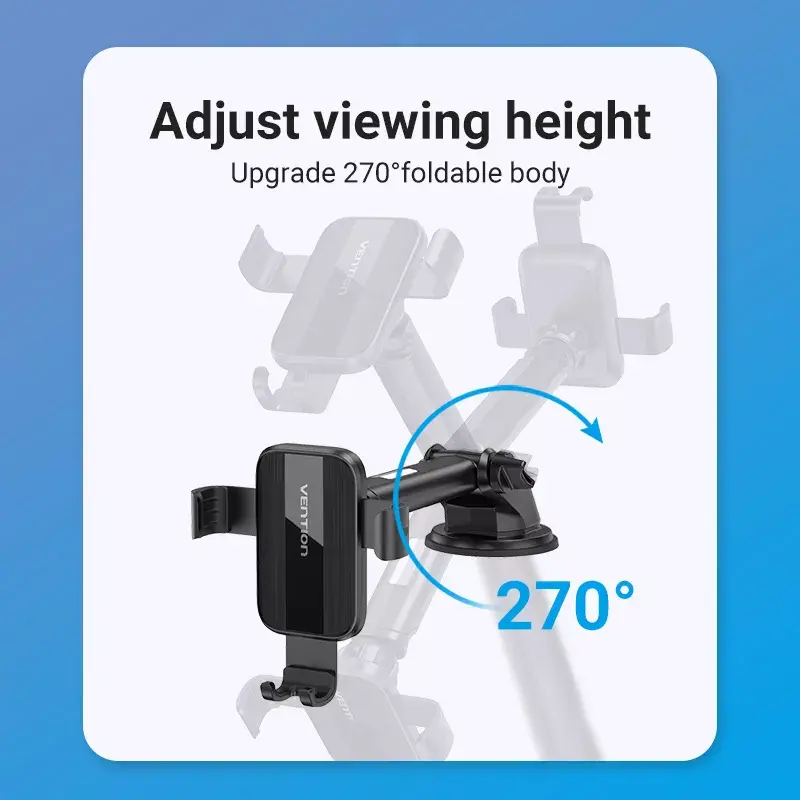 Vention KCOB0 soporte de coche para teléfono con sujeción automática y ventosa, tipo cuadrado, negro