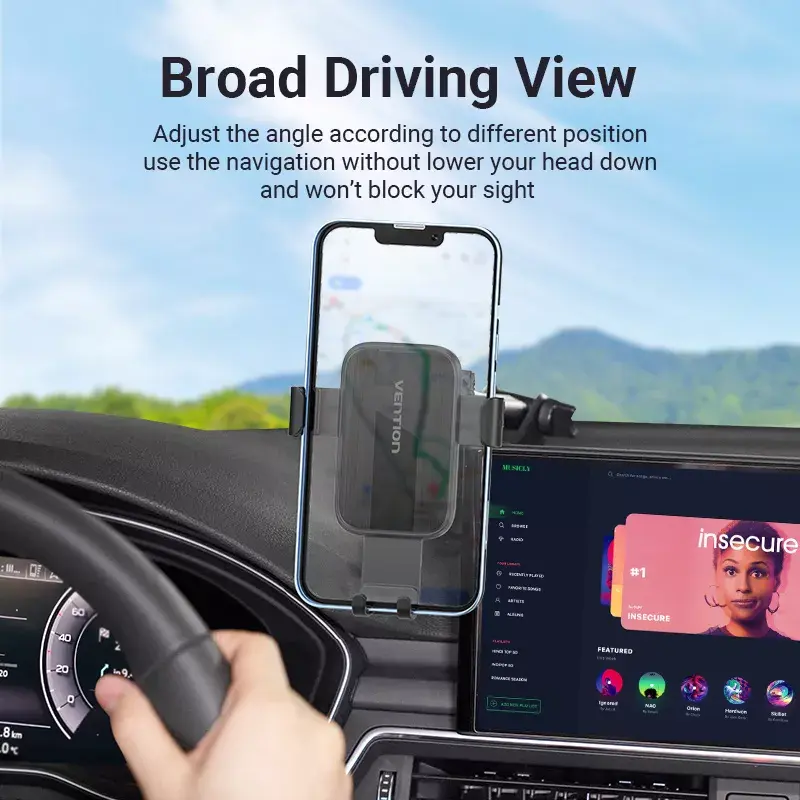 Vention KCOB0 soporte de coche para teléfono con sujeción automática y ventosa, tipo cuadrado, negro