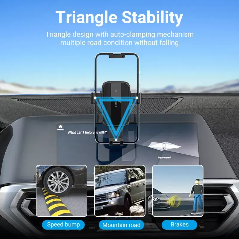 Vention KCOB0 soporte de coche para teléfono con sujeción automática y ventosa, tipo cuadrado, negro