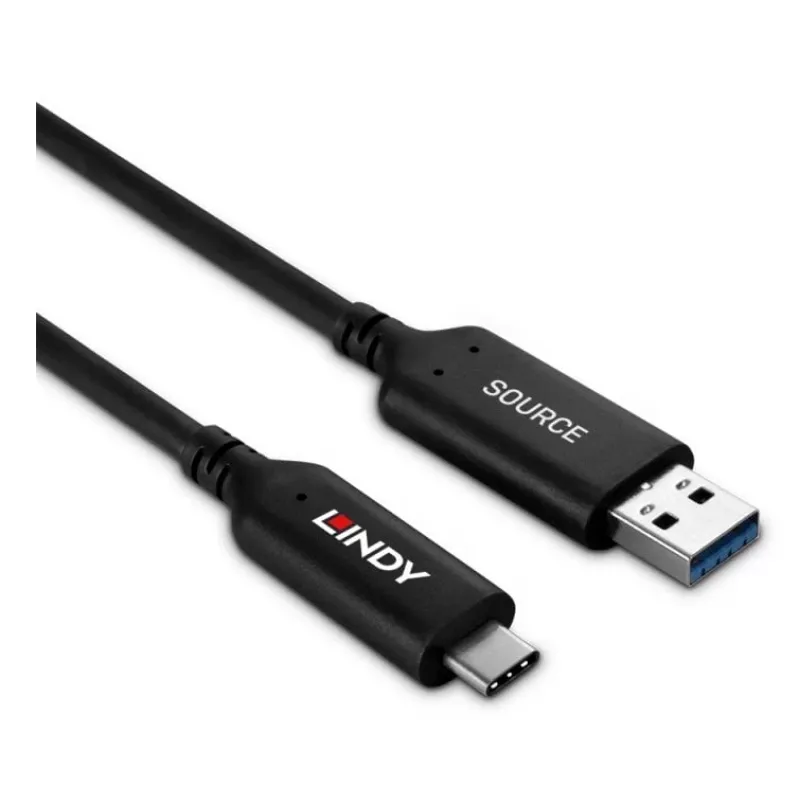 Cable híbrido de fibra óptica Lindy 25 m USB 3.2 Gen 1 tipo A a C