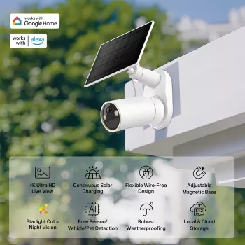 Cámara de vigilancia IP TP-Link Tapo C460 KIT — tipo bala para exterior, 8 MP 3840×2160, zoom digital 12×, montaje en pared, audio bidireccional, Wi-Fi, blanco