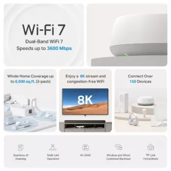 Sistema Wi-Fi Mesh TP-Link DECO BE22 (1-PACK) banda dual (2,4 GHz / 5 GHz) Wi-Fi 7 (802.11be) blanco 2 internas