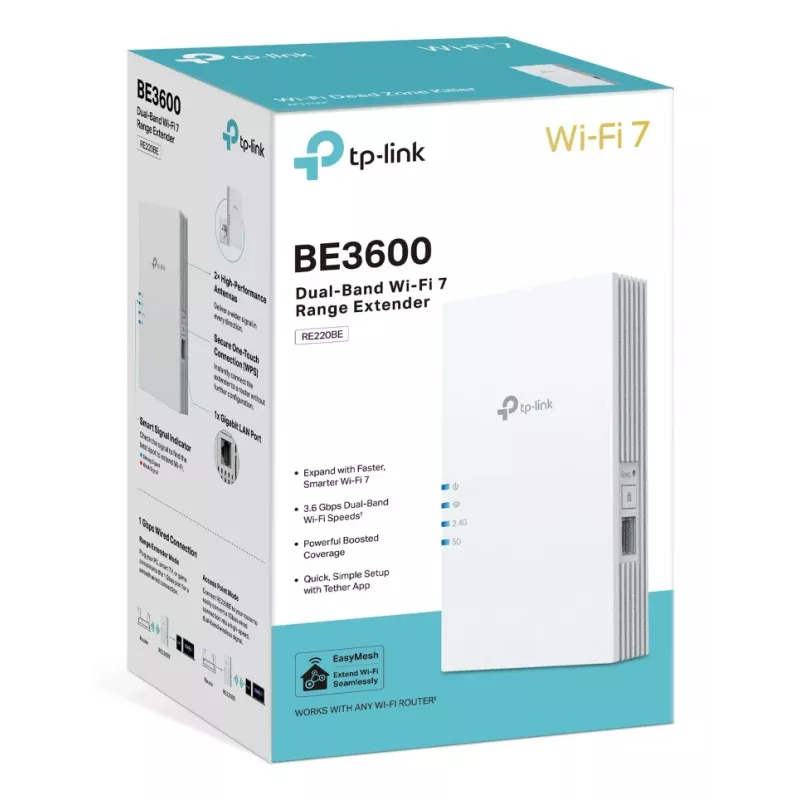 TP-Link RE220BE Repetidor Wi-Fi 7, doble banda 3,6 Gb/s (RE220BE)