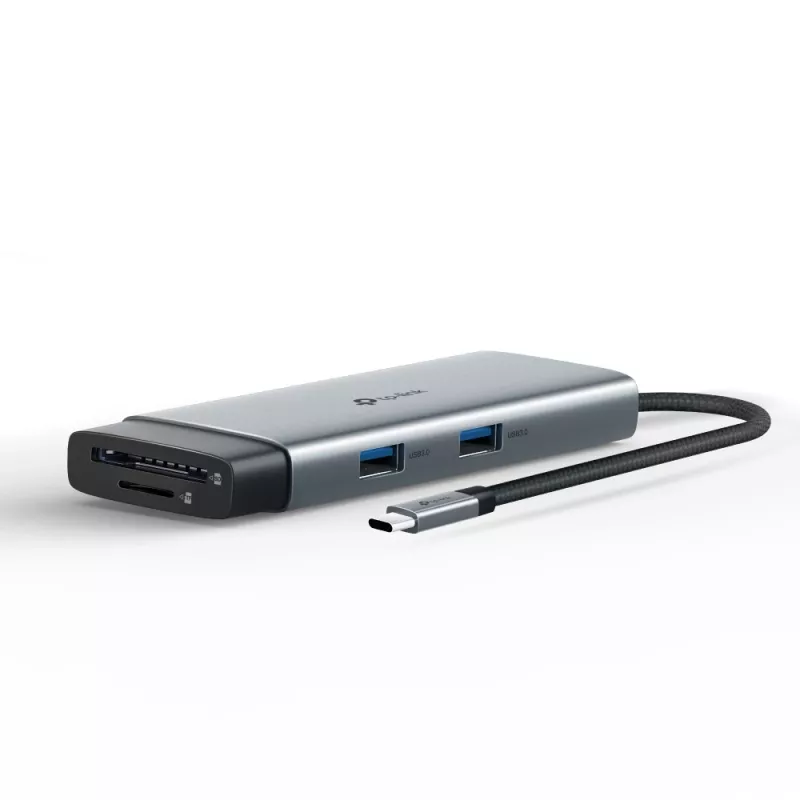 Hub USB Type-C TP-Link UH7021C — HDMI, USB 3.2 Gen1, USB 2.0, SD/microSD, 5000 Mbit/s, aluminio negro