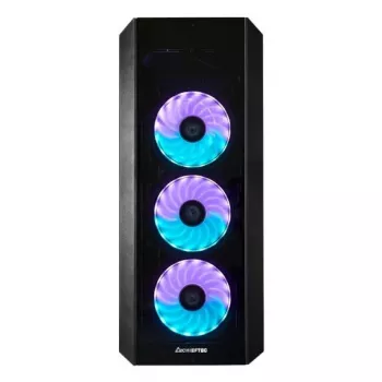 Caja de PC torre semitorre CHIEFTEC SCORPION 3 GL-03B-UC-OP – negra, cristal templado, ATX/Micro-ATX, 3 ventiladores frontales de 120mm + 1 trasero de 120mm