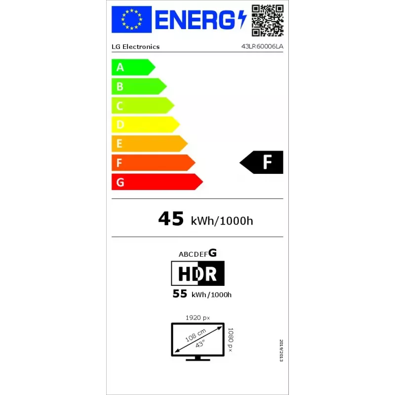 LG LR60 43LR60006LA Smart TV LED Full HD de 43" (109,2 cm), 1920x1080, webOS, Wi-Fi, Bluetooth, negro