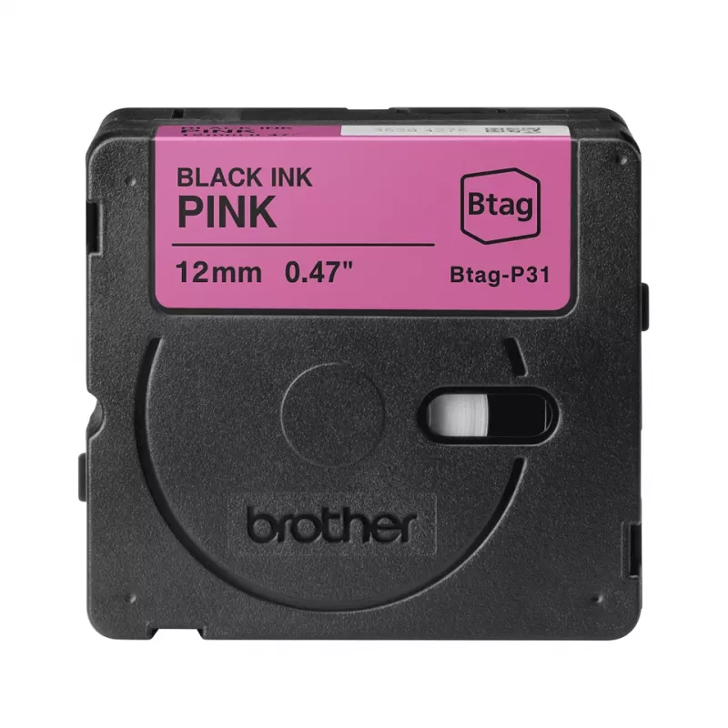 Cinta de etiquetar Brother BTAG-P31 Negro sobre Rosa 1,2 cm 4 m