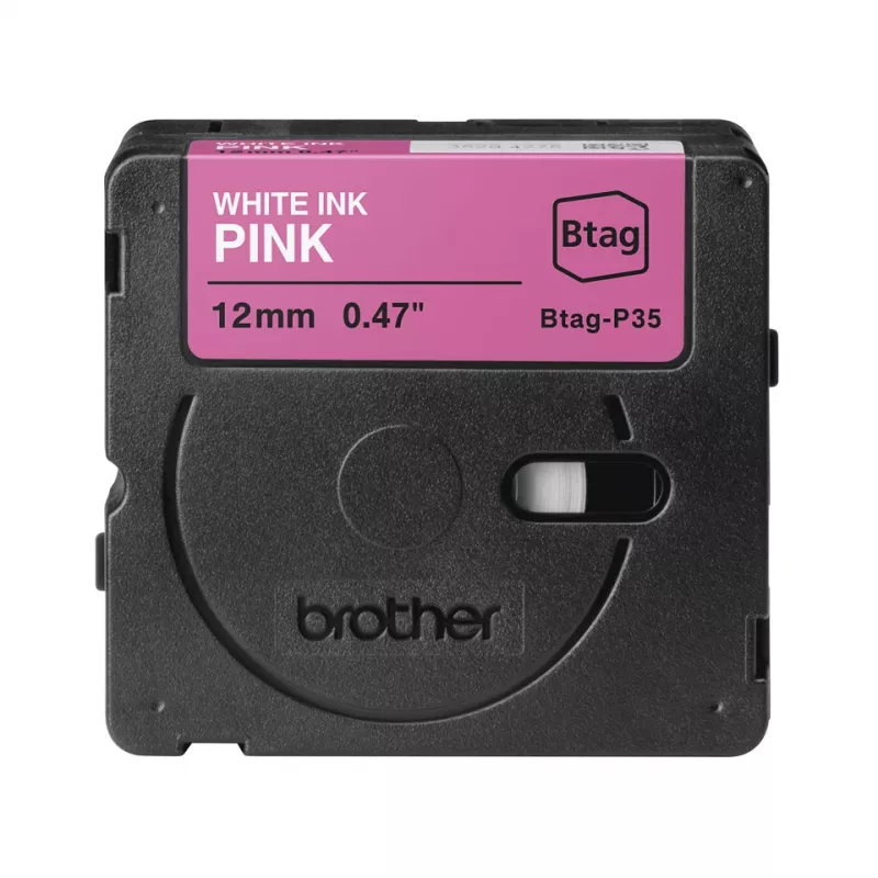 Cinta de etiquetar Brother BTAG-P35 Blanco sobre Rosa 1,2 cm 4 m