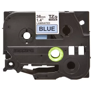 Cinta laminada Brother 36mm, Negro sobre Azul, TZe, Gris, Transferencia térmica, China, 5 año(s)