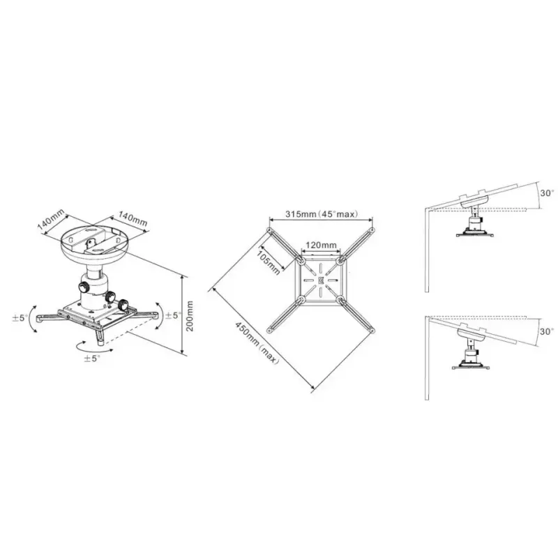 Soporte de techo Multibrackets M Universal Projector 200 con ajuste fino