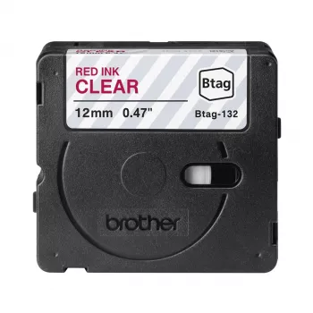 Cinta de etiquetar Brother BTAG-132 Rojo sobre transparente 1,2 cm 4 m