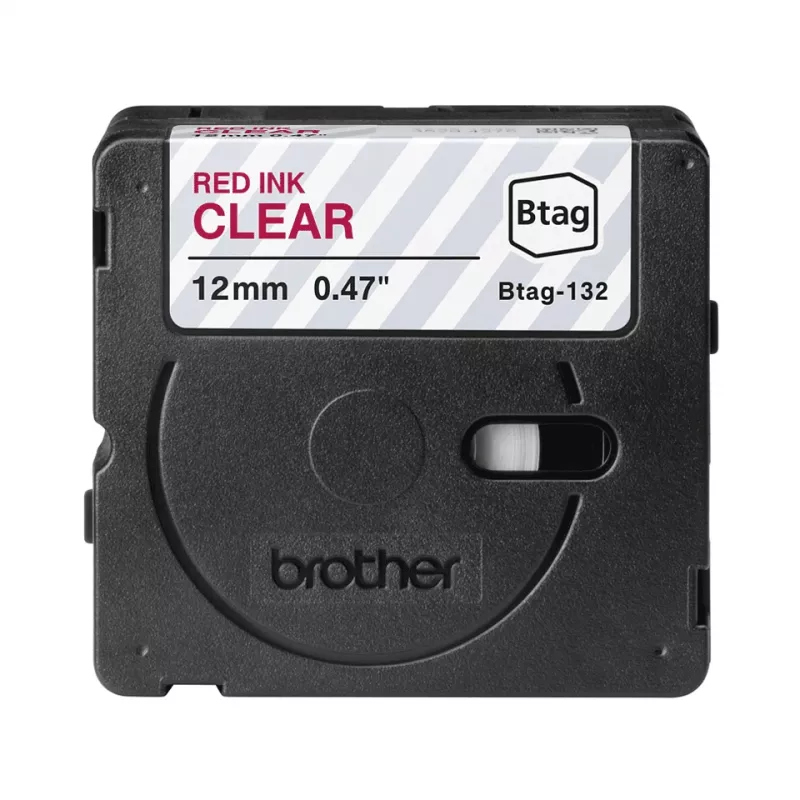 Cinta de etiquetar Brother BTAG-132 Rojo sobre transparente 1,2 cm 4 m