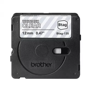 Cinta de etiquetar Brother BTAG-135 Blanco sobre transparente 1,2 cm 4 m