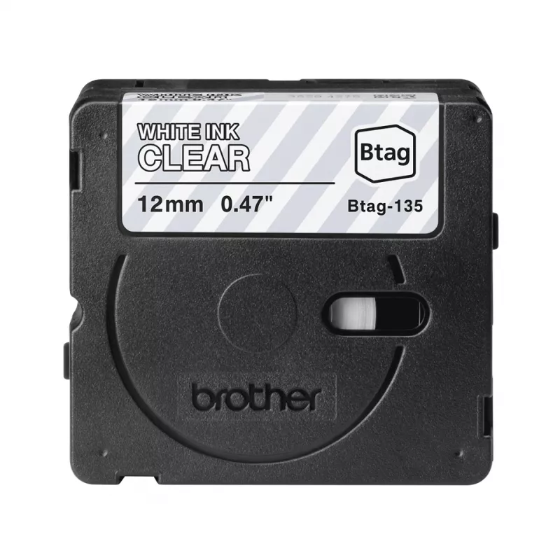 Cinta de etiquetar Brother BTAG-135 Blanco sobre transparente 1,2 cm 4 m