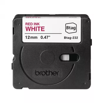 Cinta de etiquetar Brother BTAG-232 Rojo sobre Blanco 1,2 cm 4 m