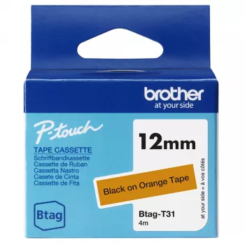 Cinta de etiquetar Brother BTAG-T31 Negro sobre Naranja 1,2 cm 4 m