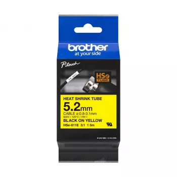 Cinta de impresora Brother HSE-211E Negra 5,2 mm x 1,5 m