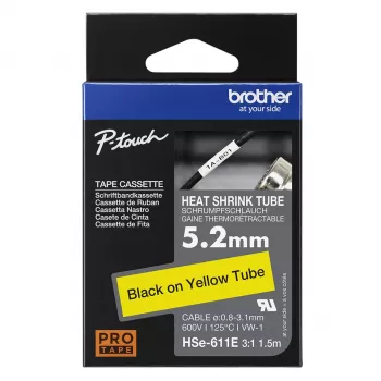 Cinta de impresora Brother HSE-211E Negra 5,2 mm x 1,5 m