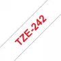 Cinta laminada Brother TZe242 18 mm rojo sobre blanco