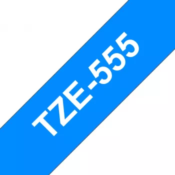 Cinta laminada Brother TZe555 24 mm blanco sobre azul