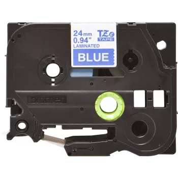 Cinta laminada Brother TZe555 24 mm blanco sobre azul
