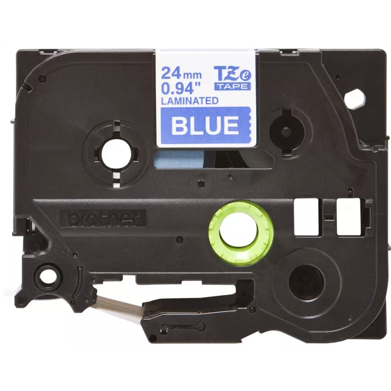 Cinta laminada Brother TZe555 24 mm blanco sobre azul