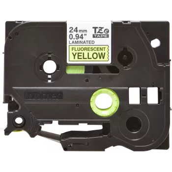 Cinta laminada Brother TZe negro sobre amarillo fluorescente 2,4 cm 5 m