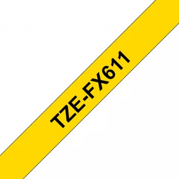 Cinta de rotulación Brother TZE-FX611 negro sobre amarillo