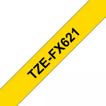 Cinta de rotulación Brother TZE-FX621 negro sobre amarillo