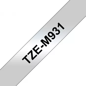Cinta de rotulación Brother TZE-M931 negro sobre plata