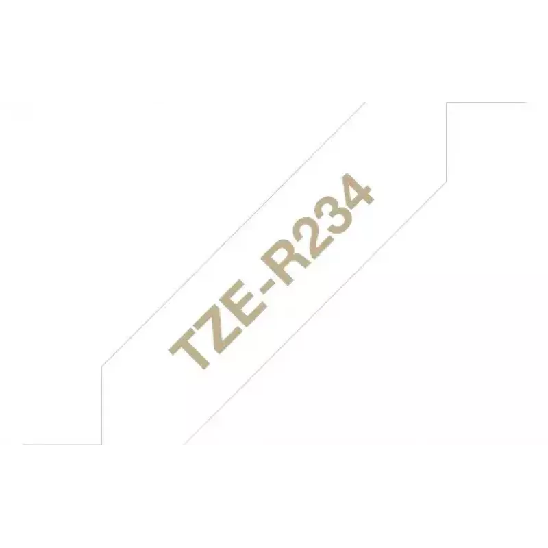 Cinta de rotulación Brother TZE-R234 oro sobre blanco