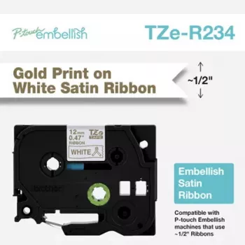Cinta de rotulación Brother TZE-R234 oro sobre blanco