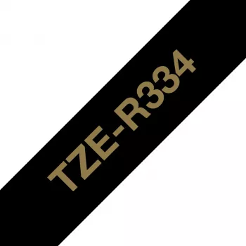Cinta de rotulación Brother TZE-R334 oro sobre negro