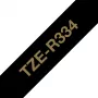 Cinta de rotulación Brother TZE-R334 oro sobre negro