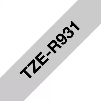 Cinta de rotulación Brother TZE-R931 negro sobre plata