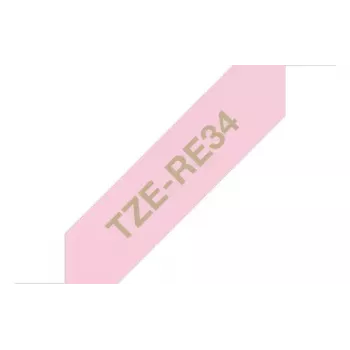 Cinta de etiquetar Brother TZE-RE34 oro sobre rosa