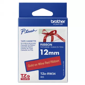 Cinta de etiquetar Brother TZE-RW34 oro sobre rojo