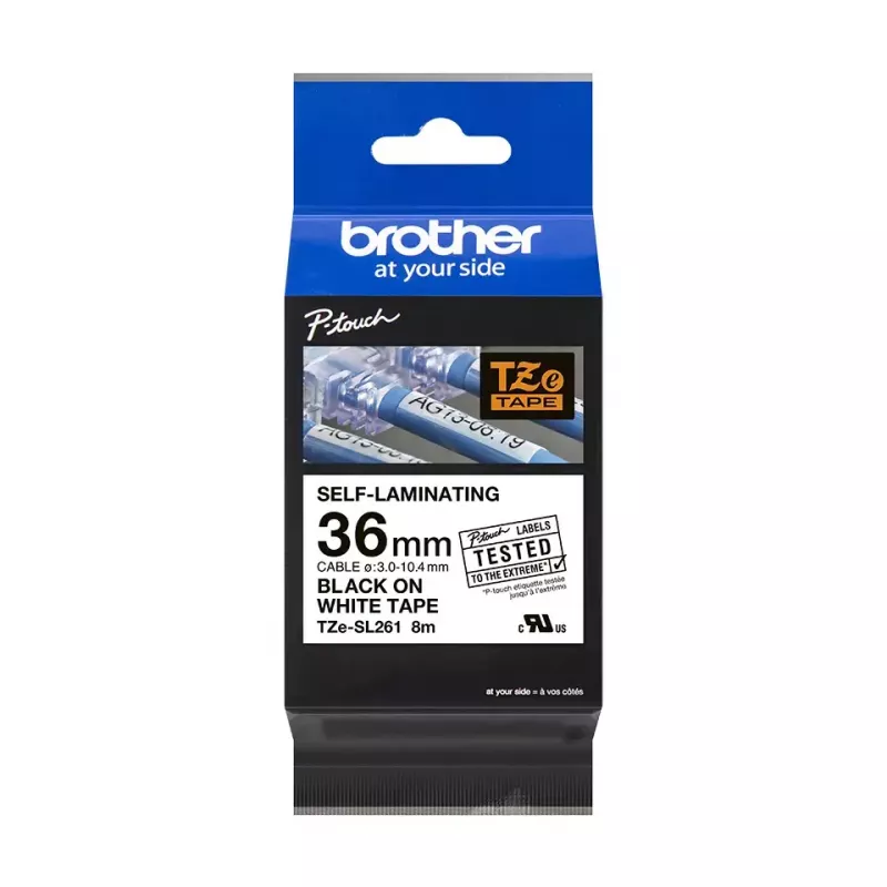 Cinta de rotulación Brother TZE-SL261 negro sobre blanco
