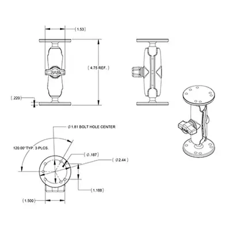 Soporte universal de doble bola RAM Mounts RAM-B-101U