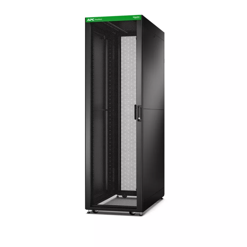 APC Easy Rack, 42U, negro, con techo, ruedas, patas, 4 soportes y paneles laterales, sin suelo, 1991H x 600B x 1000T mm