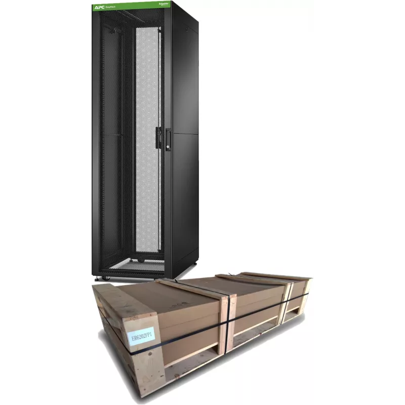 APC Easy Rack, 42U, negro, con techo, ruedas, patas, 4 soportes y paneles laterales, sin suelo, 1991H x 600B x 1000T mm