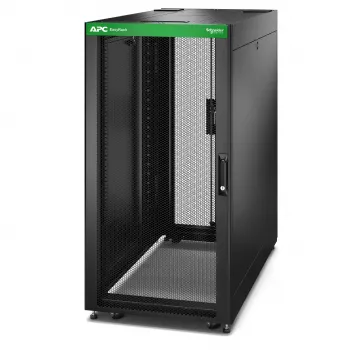 APC Easy Rack, 24U, negro, con techo, ruedas, patas, 4 soportes y paneles laterales, sin suelo, 1198H x 600B x 1000T mm