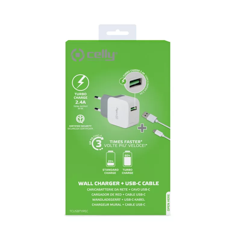 Celly TCUSBTYPEC cargador para dispositivos móviles universal blanco USB interior